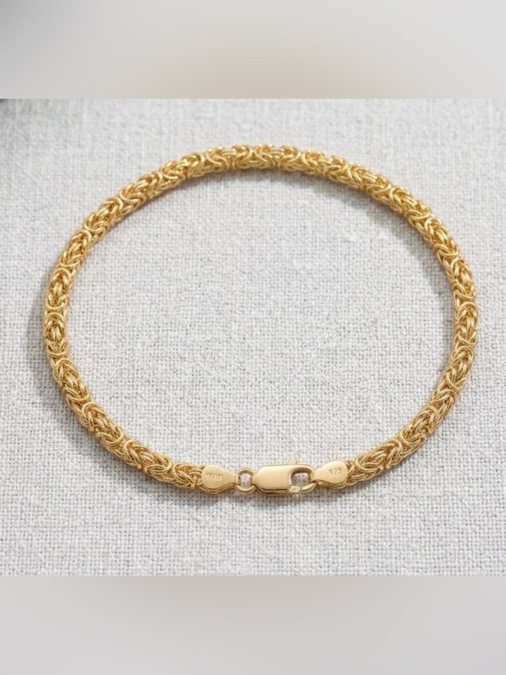 LIRM Italy 925 Sterling Silver Gold Vermeil Byzantine Link Chain Bracelet 7” 7g